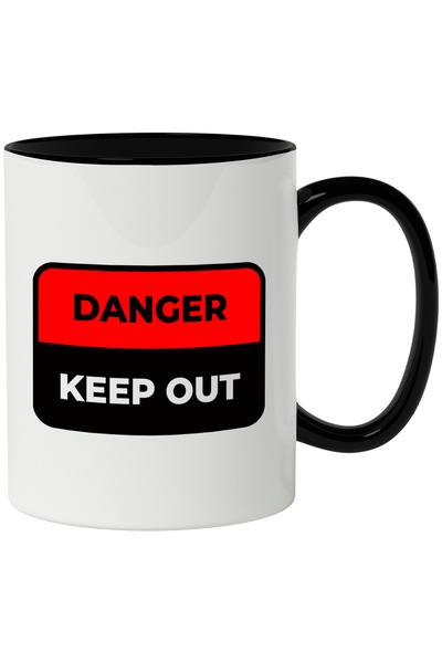 StoryGift Romania Cana Cu Mesaj In Engleza Danger Keep Out, Pericol, Semn, Multicolor 330 ml, Cera, Cu Maner Negru