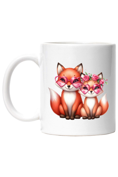 StoryGift Romania Cana cu 2 vulpite, ilustratie, ochelari in forma de inimioa...