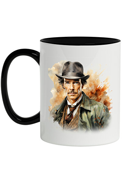 StoryGift Romania Cana Cu Sherlock Holmes, Serial TV Britanic, Personaj, Multicolor 330 ml, Cerami, Cu Maner Negru