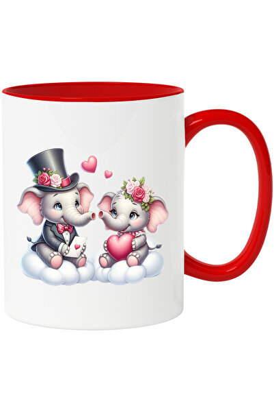 StoryGift Romania Cana cu 2 elefanti care stau pe norisori | ilustratie | ini...