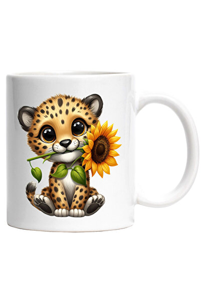 StoryGift Romania Cana cu un pui de ghepard care tine o floare | ilustratie |...