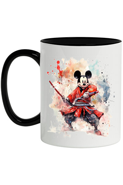 StoryGift Romania Cana Cu Disney, Mikey Mouse, Samurai, Costum, Katana, Multicolor 330 ml, Ceramic, Cu Maner Negru