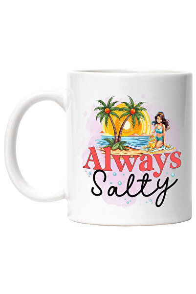StoryGift Romania Cana cu mesajul "Always salty", vara, vacanta, relaxare, co...