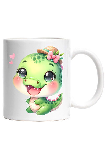 StoryGift Romania Cana cu o femela dinozaur | ilustratie | inimioare | verde ...