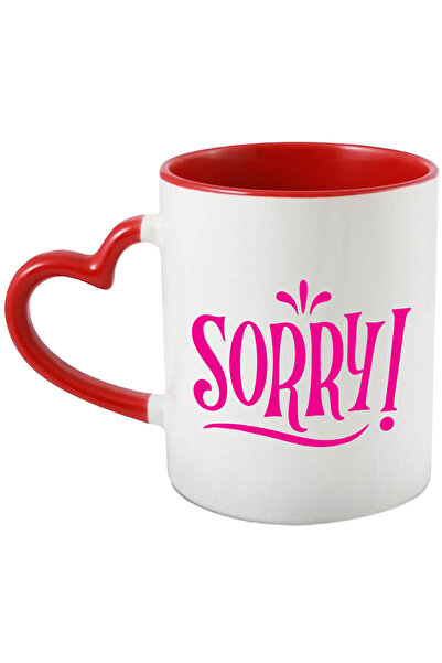 StoryGift Romania Mug with the text in English "Sorry!" - sorry with Red Hear...