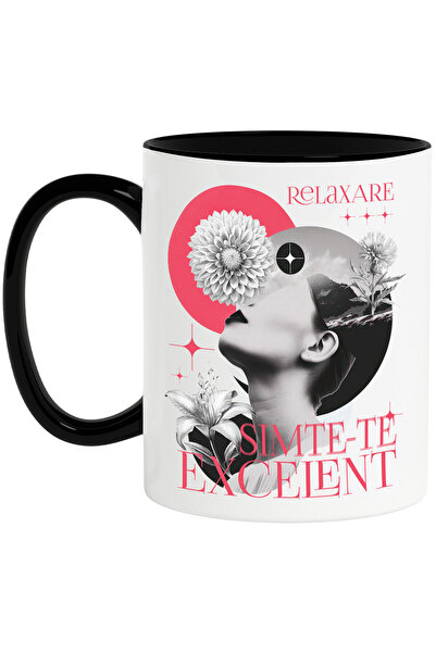 StoryGift Romania Cana cu Chip Feminin Flori Diverse Text Relaxare Simte-te E...