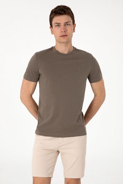 U.S. Polo Assn. Men's Regular Fit Crew Neck Khaki T-Shirt 50306913-Vr027