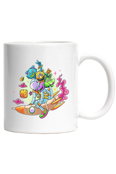 StoryGift Romania Cana Cu Astronaut, Extraterestrii, Racheta, Nori, Multicolo...