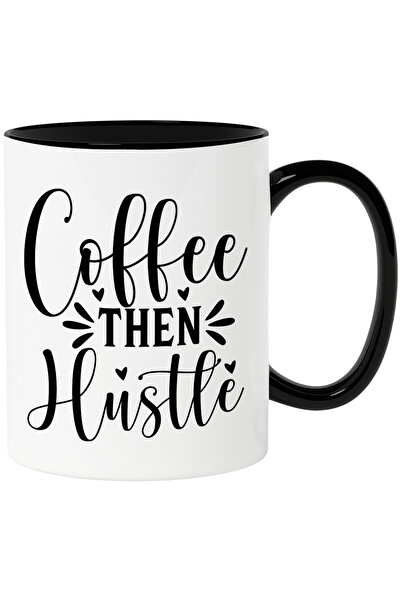 StoryGift Romania Cana pentru iubitorii de cafea cu textul "Coffee, then hust...