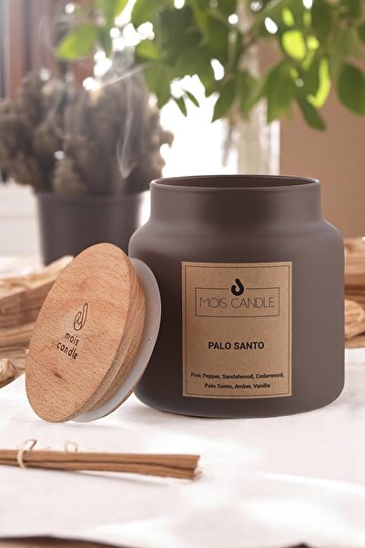 Mois Candle PALO SANTO KAVANOZ MUM - KAHVERENGİ AHŞAP KAPAKLI PALO SANTO TÜTS...