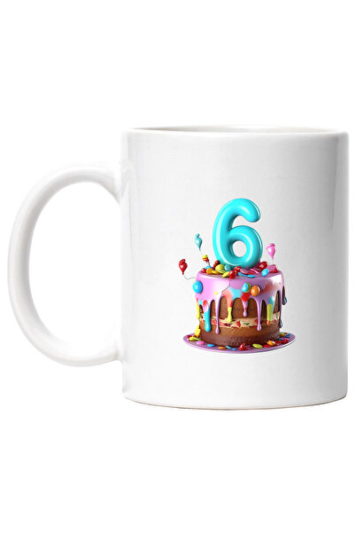 StoryGift Romania Cana cu cifra 6, tort, aniversare, ilustratie, pentru copii...