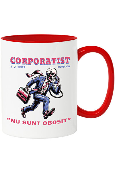 StoryGift Romania Cana cu Schelete Uman In Costum Corporatie Servieta Telefon...