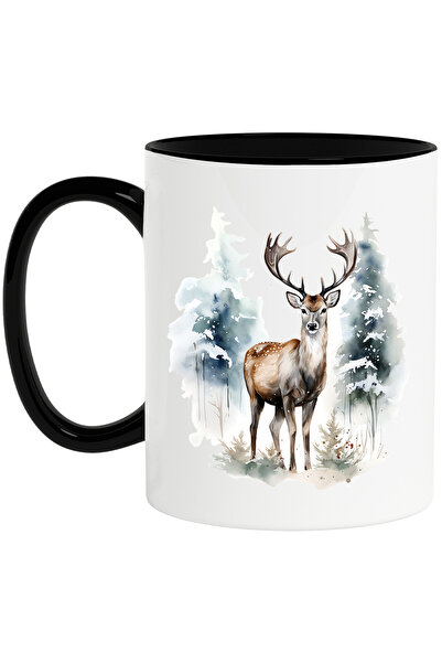 StoryGift Romania Cana cu un cerb in padure, ilustratie, natura, brazi, ierbu...