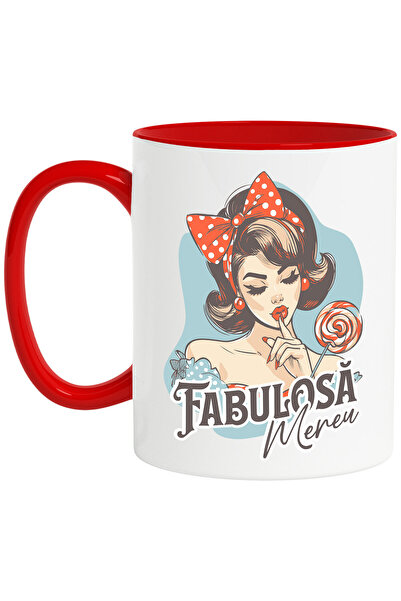 StoryGift Romania Cana cu Fata Stil Retro Cu Funda Rosie Si acadea Text Fabul...