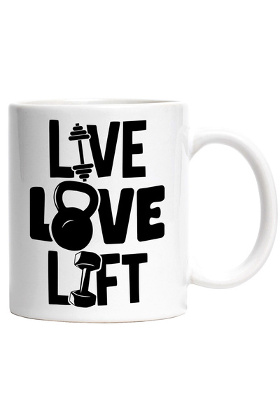 StoryGift Romania Cana cu textul "Live, love, lift" - traieste iubeste ridica...