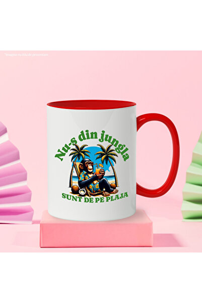 StoryGift Romania Mug monkey at the beach text I'm not from the jungle I'm from the beach, 330ml, Ceramic with M, Cu, STG