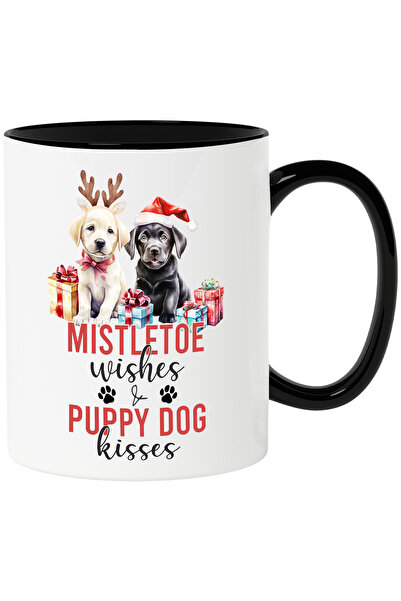 StoryGift Romania Cana cu 2 catelusi cu mesajul "Mistletoe wishes & puppy dog...