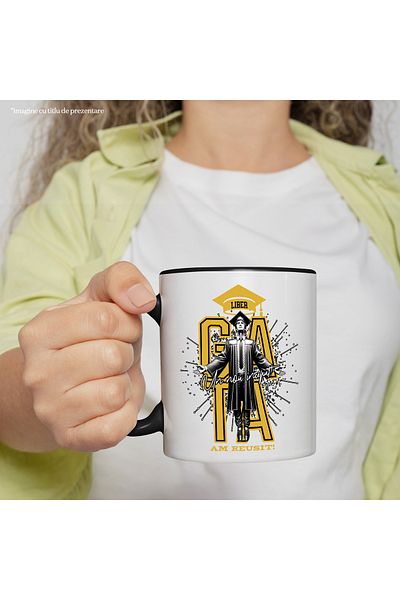 StoryGift Romania Young graduate mug, motivational, I succeeded in college, school, 330ml, Ceramic, With, STG