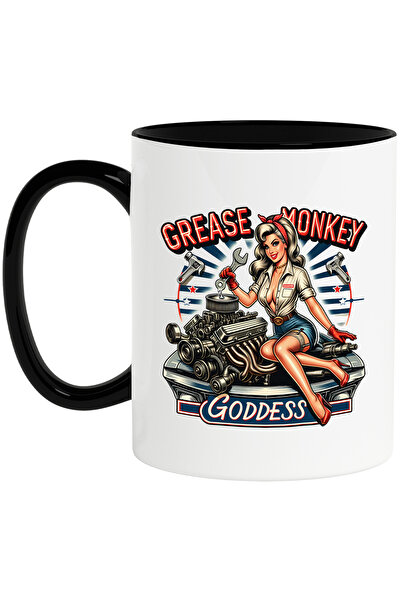 StoryGift Romania Cana cu mesajul "Grease monkey goddess", ilustratie, stil r...