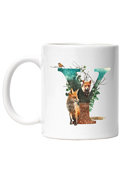 StoryGift Romania Cana Cu Litera, Y, Vulpi, Frunze, Multicolor 330 ml, Cerami...