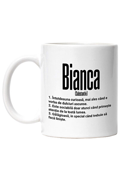 StoryGift Romania Cana Cu Numele Bianca, si Mesaj Amuzant, Curioasa, Sociabil...