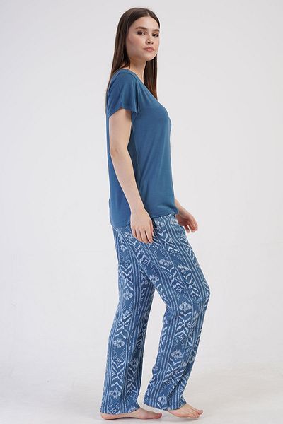 VİENETTA Set pijamale Indigo cu mânecă scurtă pentru femei C7T4N0O014
