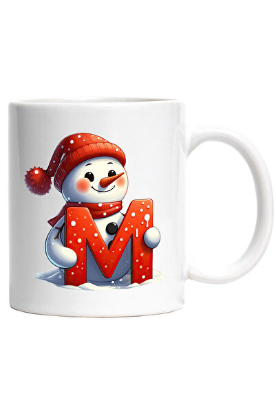 StoryGift Romania Cana cu un om de zapada care tine litera "M" | ilustratie |...