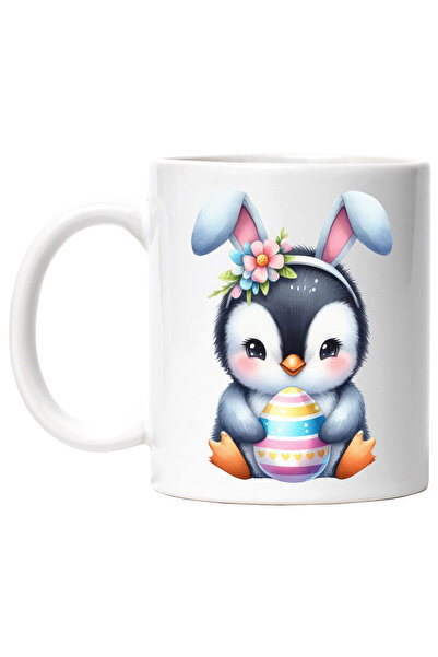 StoryGift Romania Cana cu un pinguin micut, ilustratie, tine un ou vopsit, sa...