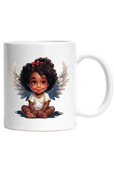 StoryGift Romania Cana cu o fetita de culoare | ilustratie | aripi de ingeras | copilarie | cumint, Cu Maner Alb