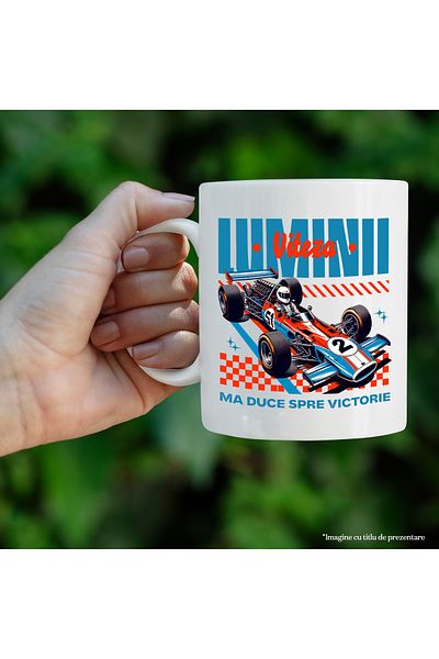 StoryGift Romania Cana Viteza Luminii Ma Duce Catre Victorie Masina Curse Formula 1, 330ml, Cerami, Cu ,stg
