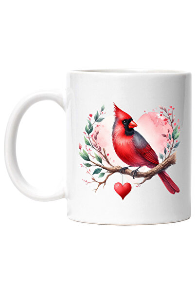 StoryGift Romania Cana cu o pasare rosie, sta pe o creanga, ilustratie, inima...