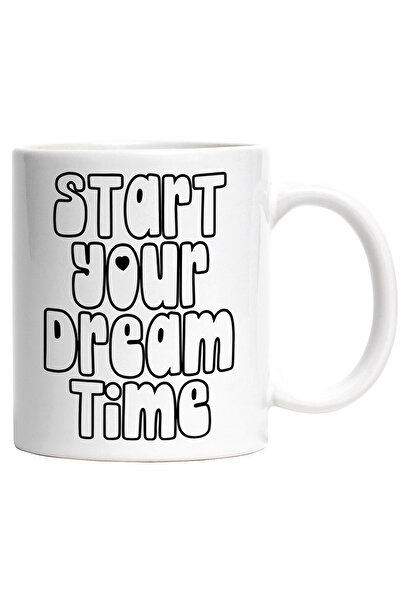 StoryGift Romania Cana cu textul "Start your dream time" - da startul timpului pentru visat cu Man, Cu Maner Alb