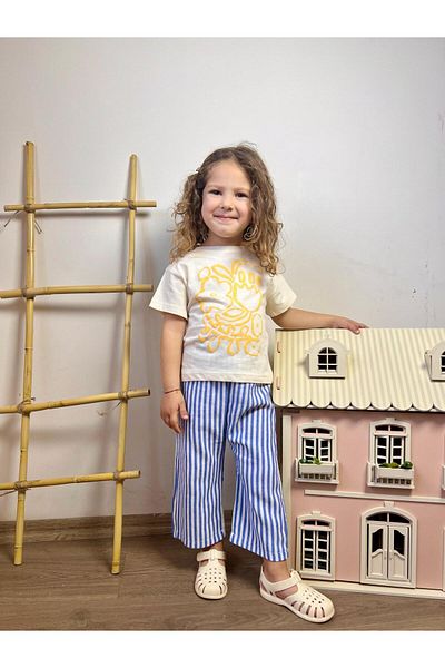 ALPİDS Girl's Printed Linen Pants Suit