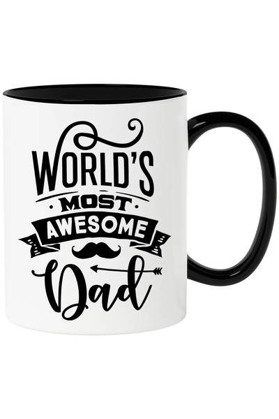 StoryGift Romania Cana cu Mesajul in Engleza World's Most Awesome Dad, Cel Mai Bun Tata din Lume, , Cu Maner Negru