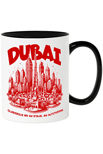 StoryGift Romania Cana Priveliste Drona, Oras Dubai Text Cladirile nu au Etaje Au Altitudini, 330m, Cu Maner Negru