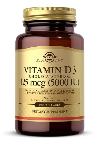 Solgar Vitamin D3 (Cholecalciferol) 5000 IU 100 Softgels