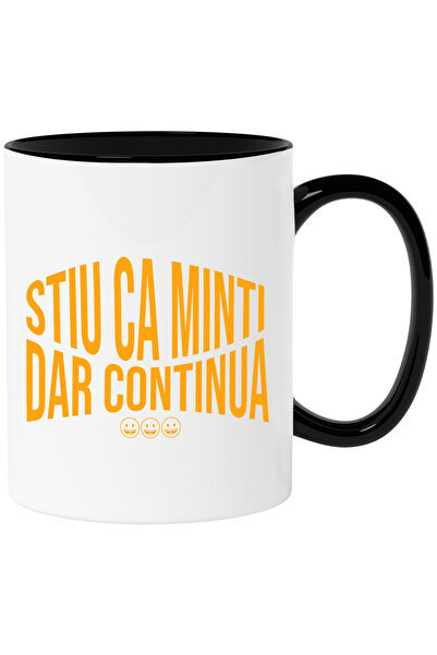 StoryGift Romania Cana cu Smiley Face Colorat Text Stiu Ca Minti Dar Continua...