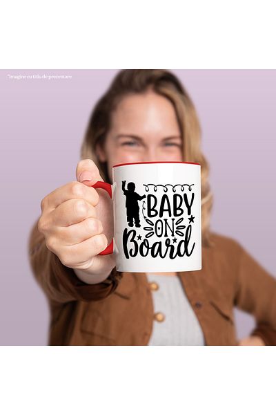 StoryGift Romania Mug with a baby figure and the text "Baby on board" - baby on board with Handle, With ,STG