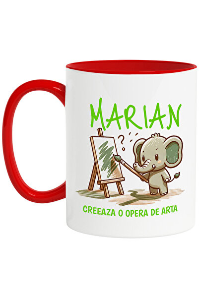 StoryGift Romania Cana cu Elefant Pui Artistic Cu Pensula Pictura Si Tablou C...