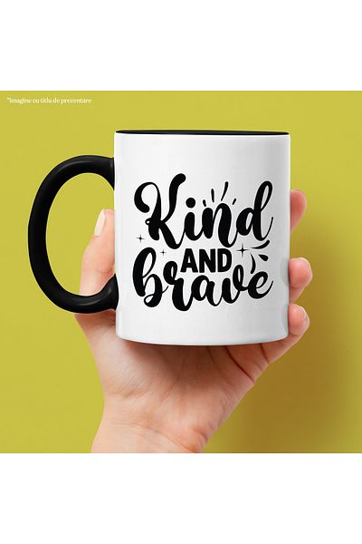 StoryGift Romania Mug with the text in English "Kind and brave" - ​​good and brave help with Mane, Cu,STG