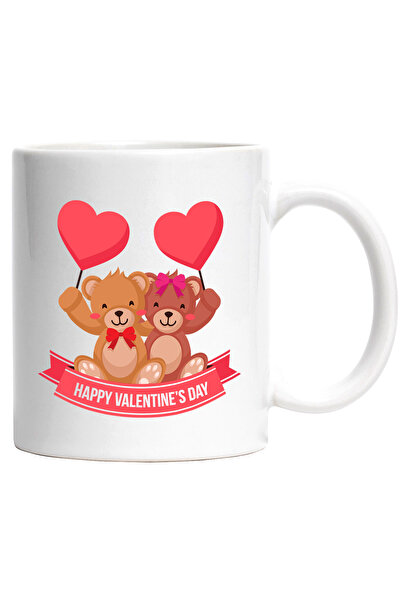StoryGift Romania Cana Cu Mesaj In Engleza Happy Valentine's Day, Ursi De Plu...