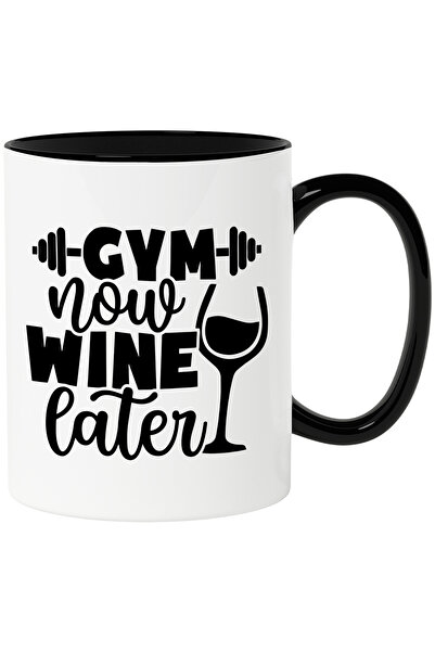 StoryGift Romania Cana cu textul in engleza "Gym now, wine later" - sala acum...