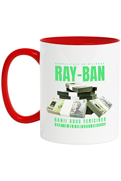StoryGift Romania Cana _Ray-Ban_ - Banii Aduc Fericirea, 330ml, Ceramic cu Ma...