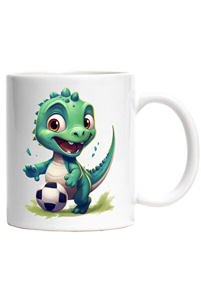 StoryGift Romania Cana cu un dinozaur verde care joaca fotbal | ilustratie | ...