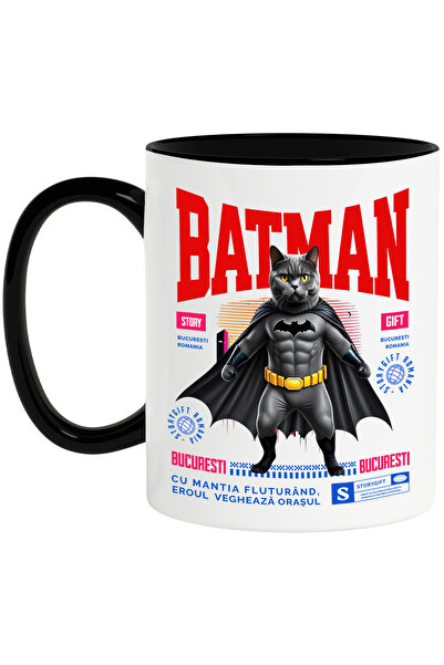 StoryGift Romania Cana cu British Shorthair Pisica In Costum de BatMan cu Pel...