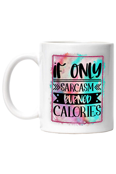 StoryGift Romania Cana cu mesajul "If only sarcasm burned calories", ilustrat...