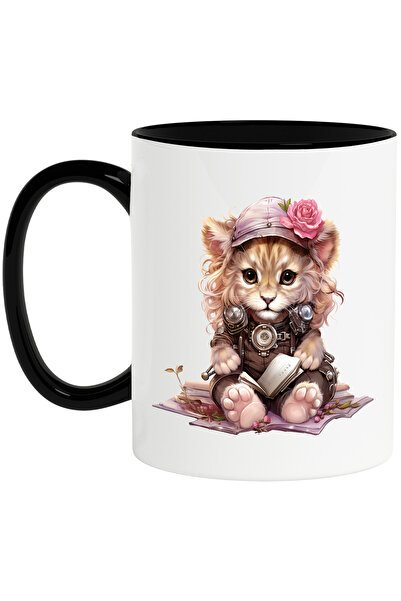 StoryGift Romania Cana cu un pui de leu care tine un caiet deschis | ilustrat...