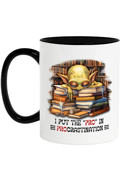 StoryGift Romania Cana cu o creatura asemanatoare cu un extraterestru | mesajul "I put "pro" in pr, Cu Maner Negru