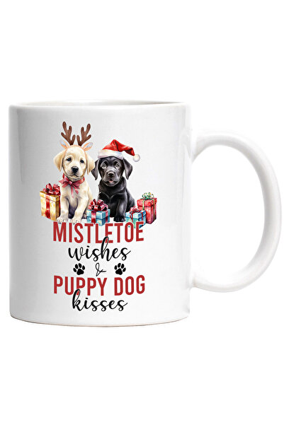 StoryGift Romania Cana cu 2 catelusi cu mesajul "Mistletoe wishes & puppy dog...