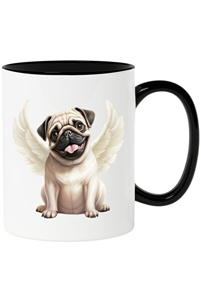 StoryGift Romania Cana cu un catel Pug care are aripi albe | ilustratie | lim...